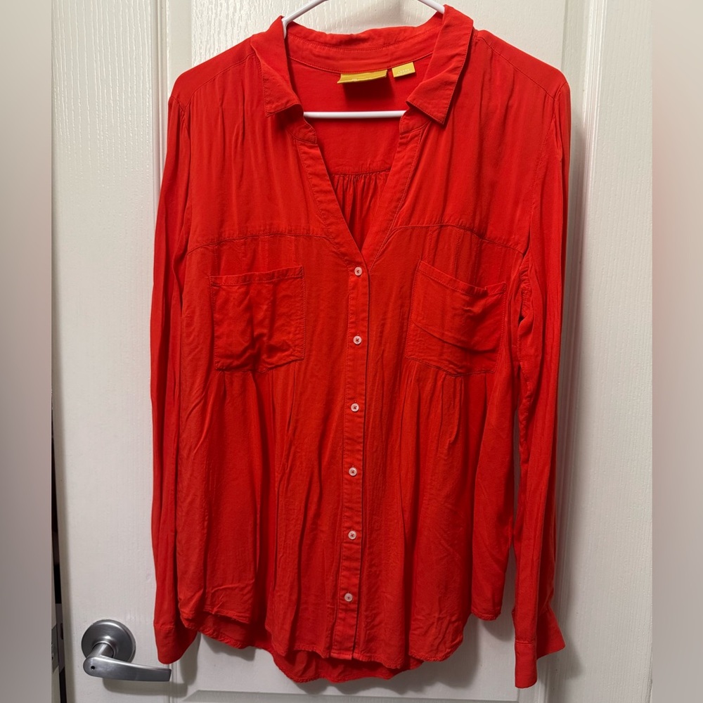 Maeve Women's Red Button-Down Shirt